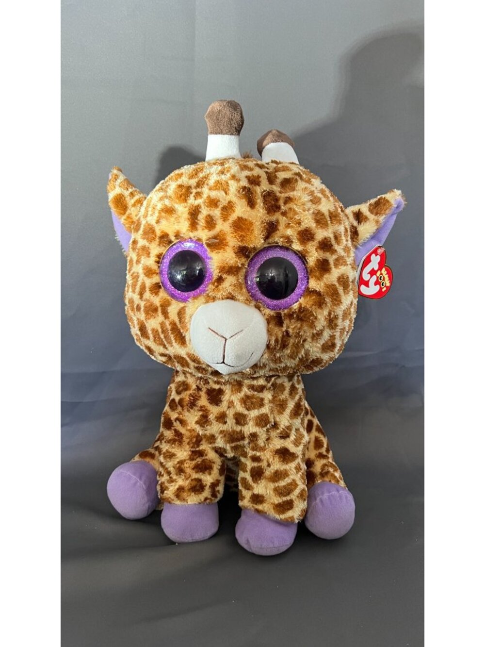 Ty Beanie Boos Safari Giraffe Plush Toy With Purple Glitter Eyes 9" Birthday Oct